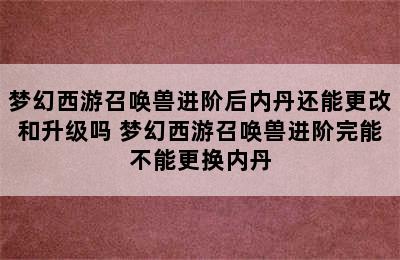 梦幻西游召唤兽进阶后内丹还能更改和升级吗 梦幻西游召唤兽进阶完能不能更换内丹